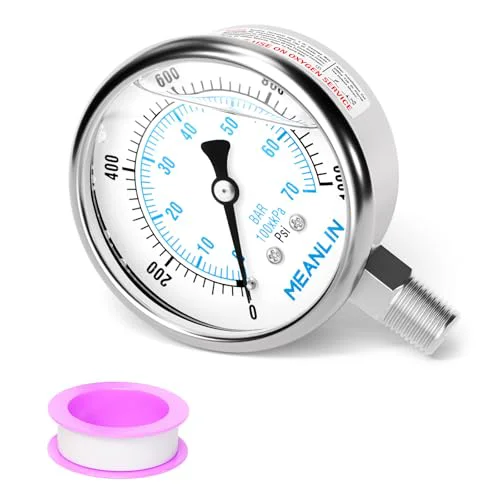Consistent 0 1000Psi Liquid Filled Pressure Gauge Stainless Steel with 316 Stainless Steel Joint 1 Exclusive