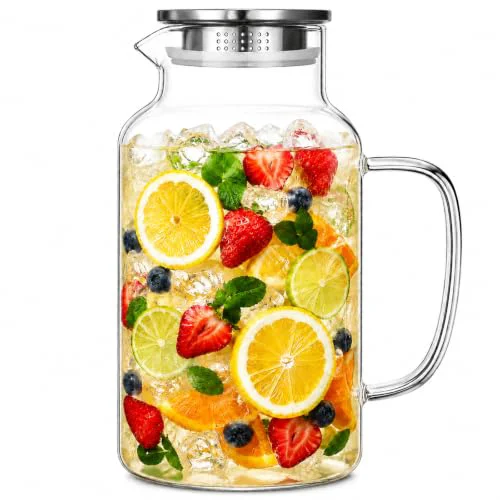 Smooth 1 Gallon 3.8L Thickened Glass Pitcher with Lid and Spout Environmentally Friendly