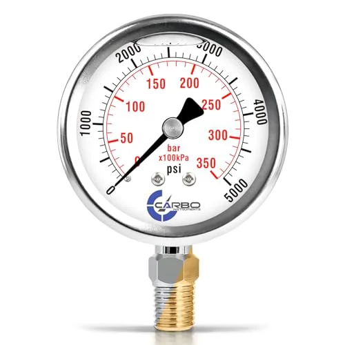 Efficient Carbo 5000 PSI Liquid Filled Pressure Gauge with NIST Traceable Certificate Reusable