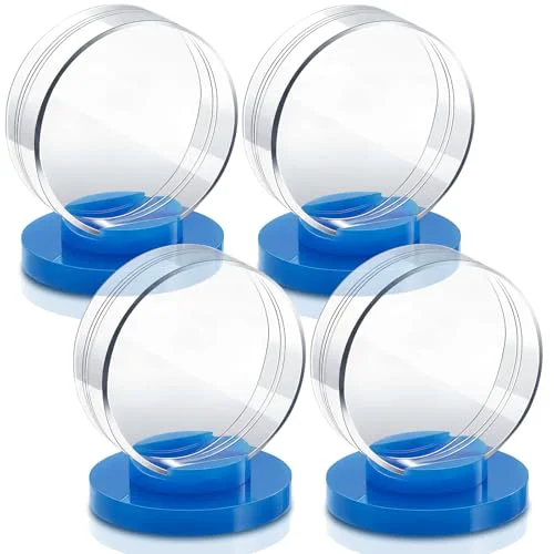 Optimized 4 Pieces Hockey Puck Display Case Acrylic Clear Puck Holder with Shell Base Hockey Display Stand Autographed Souvenir Memorabilia for Enthusiasts Collection 4 Count Traditional