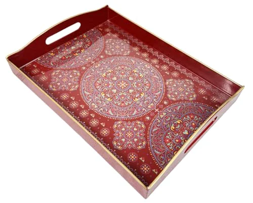Responsible Boho Red Decorative Tray Superior