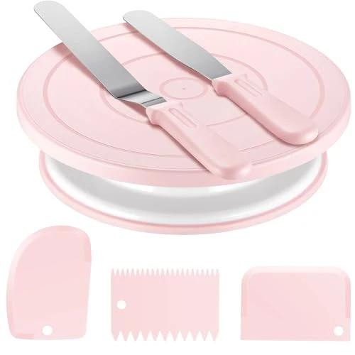 Enhanced Cake Decorating Kit with Turntable Baking Supplies for Beginner Pros 6 Count Quality