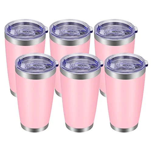 High-End 20oz Tumbler with Lid and Straw Stainless Steel Tumbler Cup Bulk Vacuum Insulated Double Wall Travel Coffee Mug Powder Coated Coffee Cup 6 Count Quality