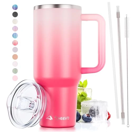 Clean 40 oz Tumbler With Handle and Straw Made of Stainless Steel Optimized