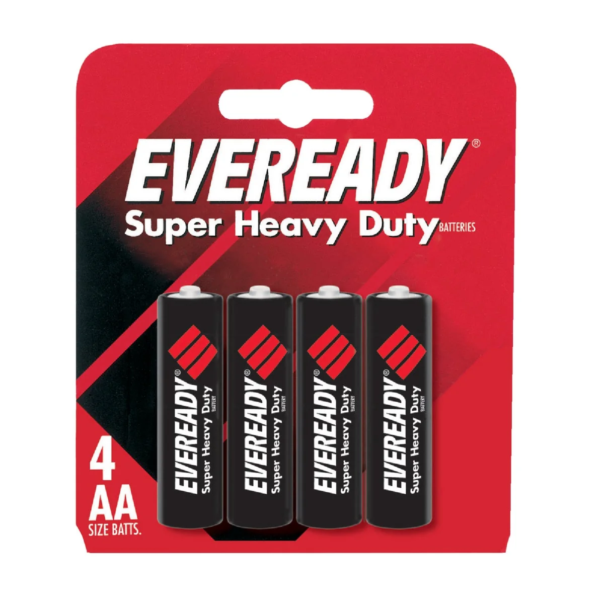 Enhanced Eveready Super Heavy Duty AA Carbon Zinc Battery 4-Pack Original Design