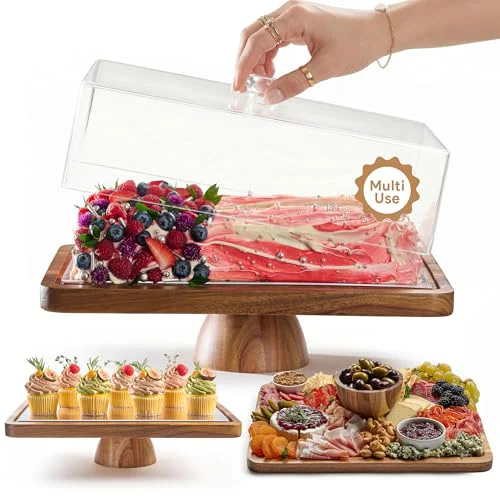Selected Acacia Wood Cake Stand with Lid Original Design