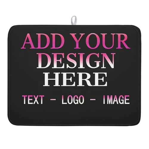 Minimalist Custom Personalized Dish Drying Mat 18×24 Inch Customized Drying Mats with Picture Text for Kitchen Counter Custom Image Microfiber Absorbent Dishes Pad for Travel Festivals Family Memories Home Decor High-End