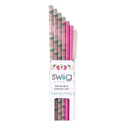 High-Grade Reusable Straw Set with Cleaning Brush 6 Count Exclusive