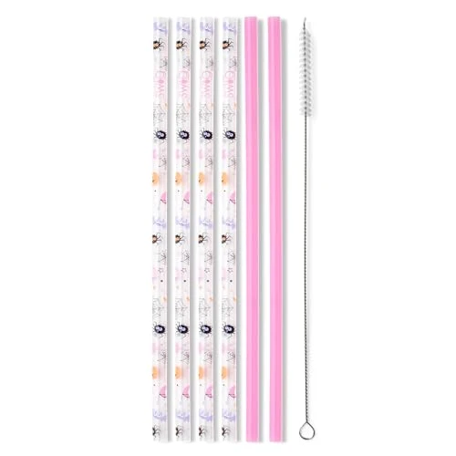 Healthy Pack of 6 Reusable Plastic Straws with Cleaning Brush 6 Count Powerful