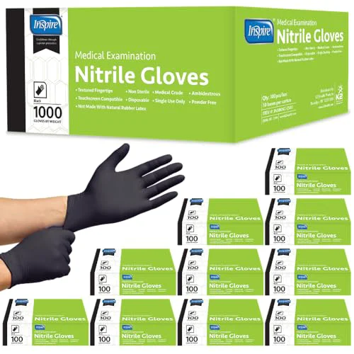 Official Black Nitrile Gloves 1000 Count Breathable