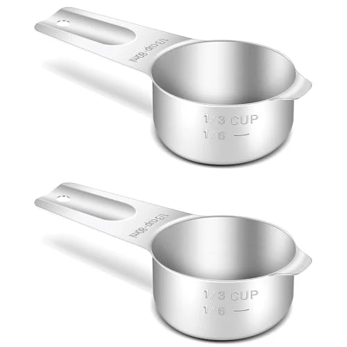 Reliable 2PCS 1 3CUP 80ML 2.6OZ Measuring Cup 18 8 304 Stainless Steel 2 Count Flexible