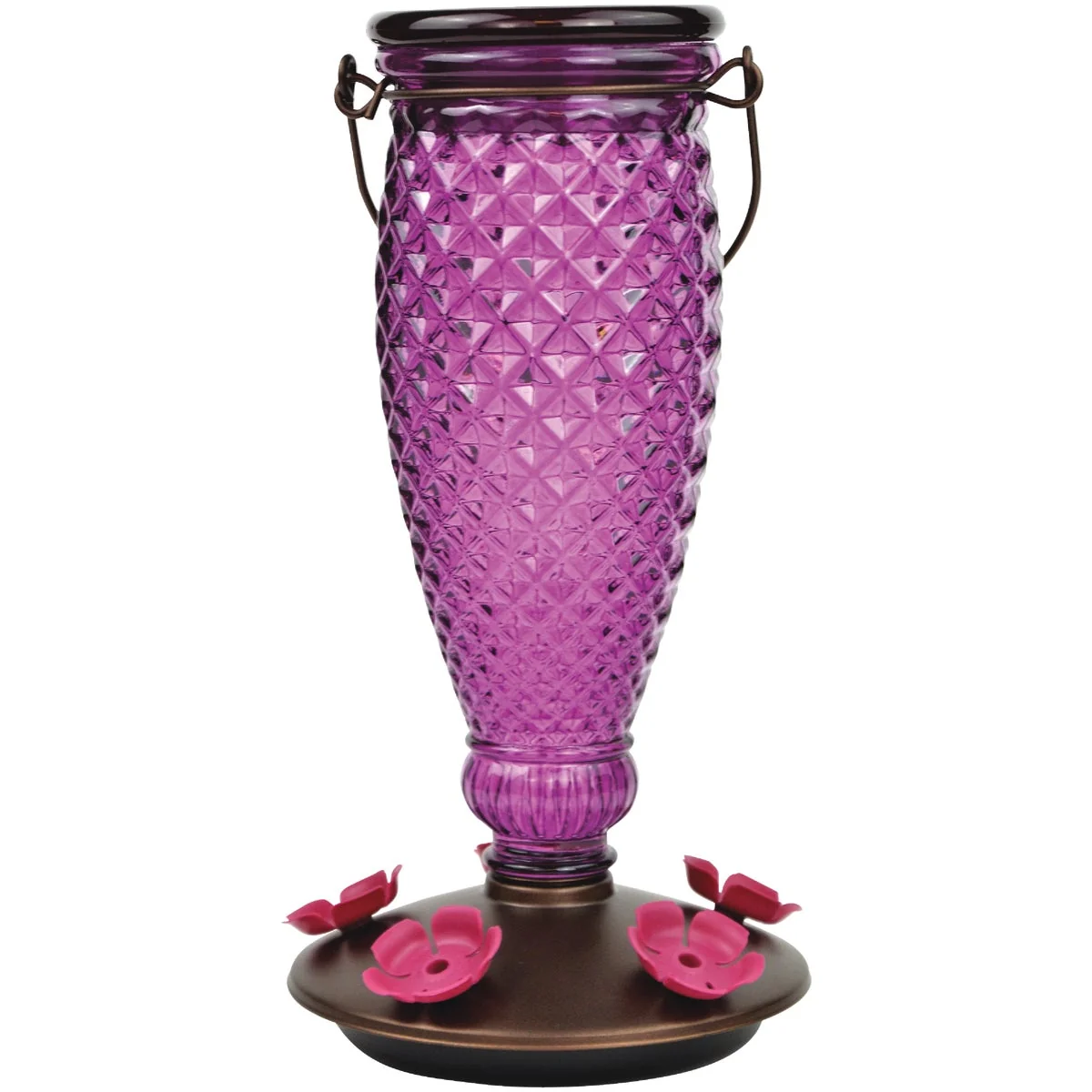 Expertly Made Perky-Pet Diamond Wine 24 Oz. Glass Top-Fill Hummingbird Feeder Relaxed