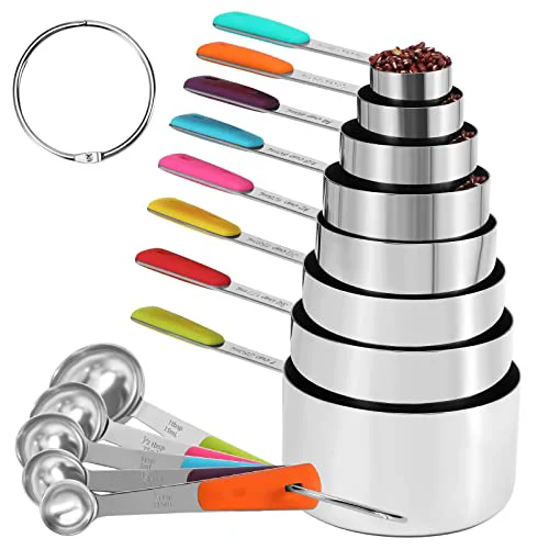 Dependable 13 Piece Measuring Cups and Spoons Set Stainless Steel for Cooking Baking 13 Ounce Enhanced