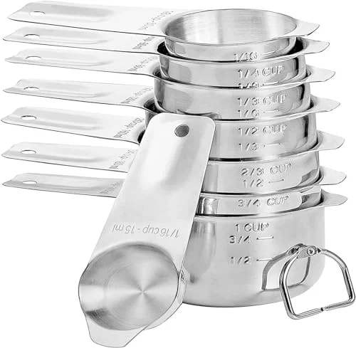 Expertly Made 8 Pcs Stainless Steel Measuring Cups Set Reliable