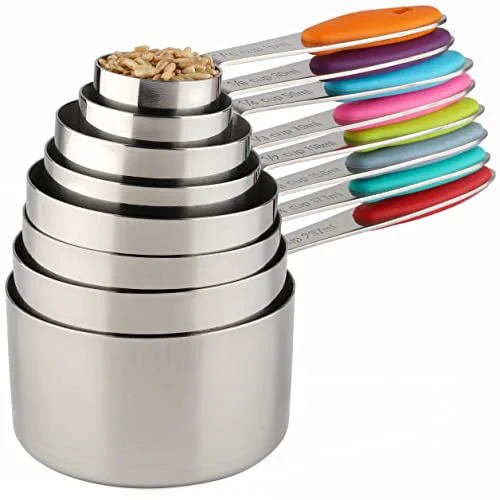 Expertly Made Measuring Cups Set of 8 Stainless Steel Stackable Nesting Measuring Cups Secure
