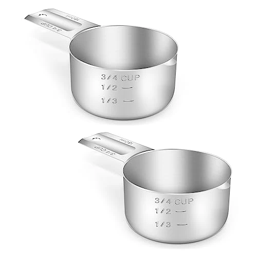 Comfortable 2PCS 3 4CUP 180ml 6oz Measuring Cup 18 8 Stainless Steel Measure Scoop Secure
