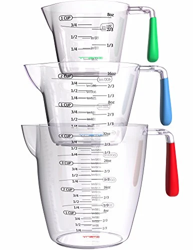 Soft 3 Piece Plastic Measuring Cups Set BPA Stackable Measuring Cups Selected