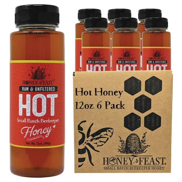 Safe 6 Pack Hot Honey 12OZJars 72 Fl Oz Healthy
