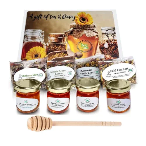 Powerful C J Farms Texas Gourmet Artisan Seasonings A Gift of Tea and Honey Gift Set 16 Ounce Fine Crafted