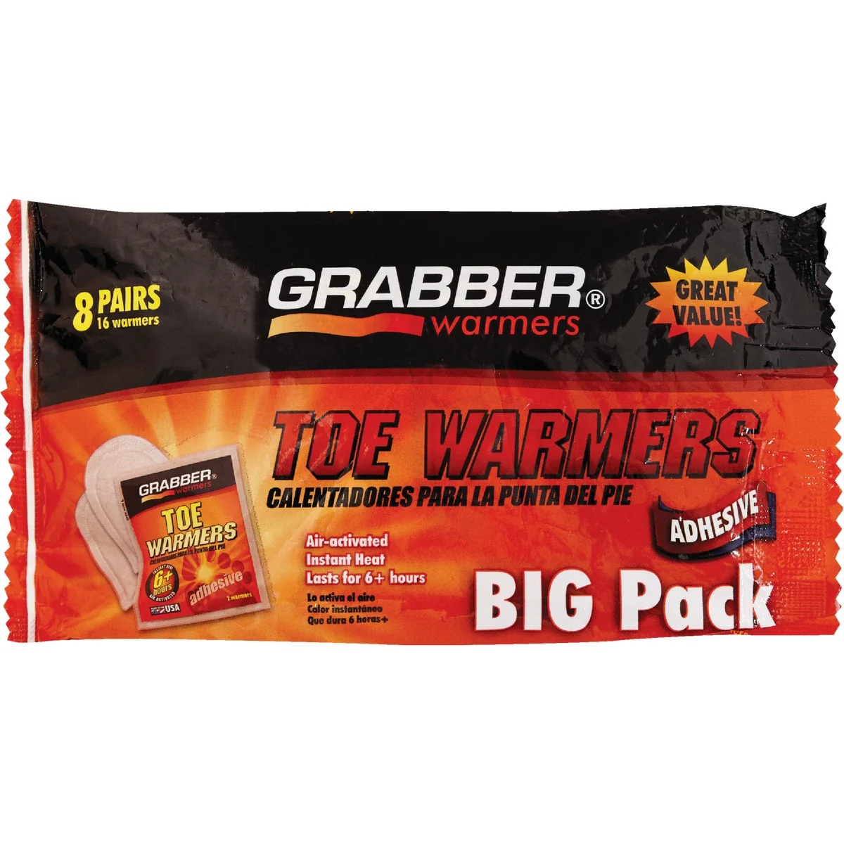 Innovative Grabber One Size Fits All Toe Warmer 8-Pack Luxury