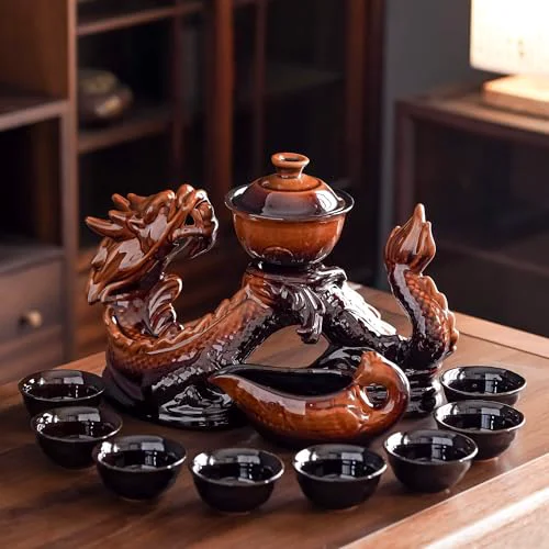 Breathable Ceramic Teapot with Infuser Semi Automatic Tea Set Teapot with 8 cups Gradient Color Modern
