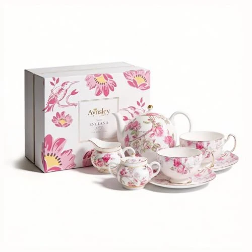 Proven Gold Plated Red Rose Ceramic Tea Set Elizabeth Vintage Tea Sets with Teapot Coffee Serving For Women and Tea Parties Eco-Friendly