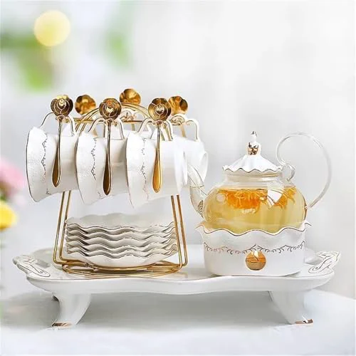 Sustainable Afternoon Tea Ceramic Pot Cup Set Saucer Spoon Glass Teapot Coffee Cup Household Supplies Specialty