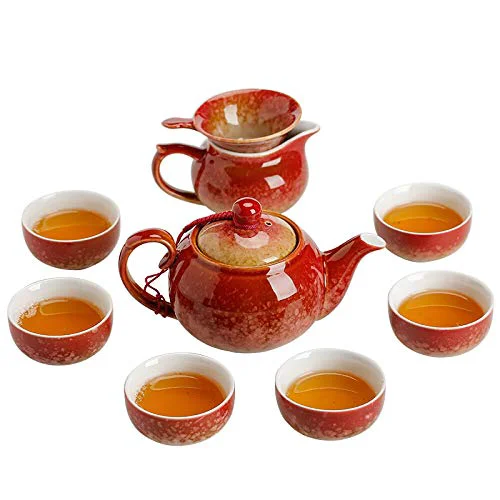 Efficient Tea Set Kiln Red and Brown Glaze Ceramic Teapot Gift Box Kung Fu High-Grade