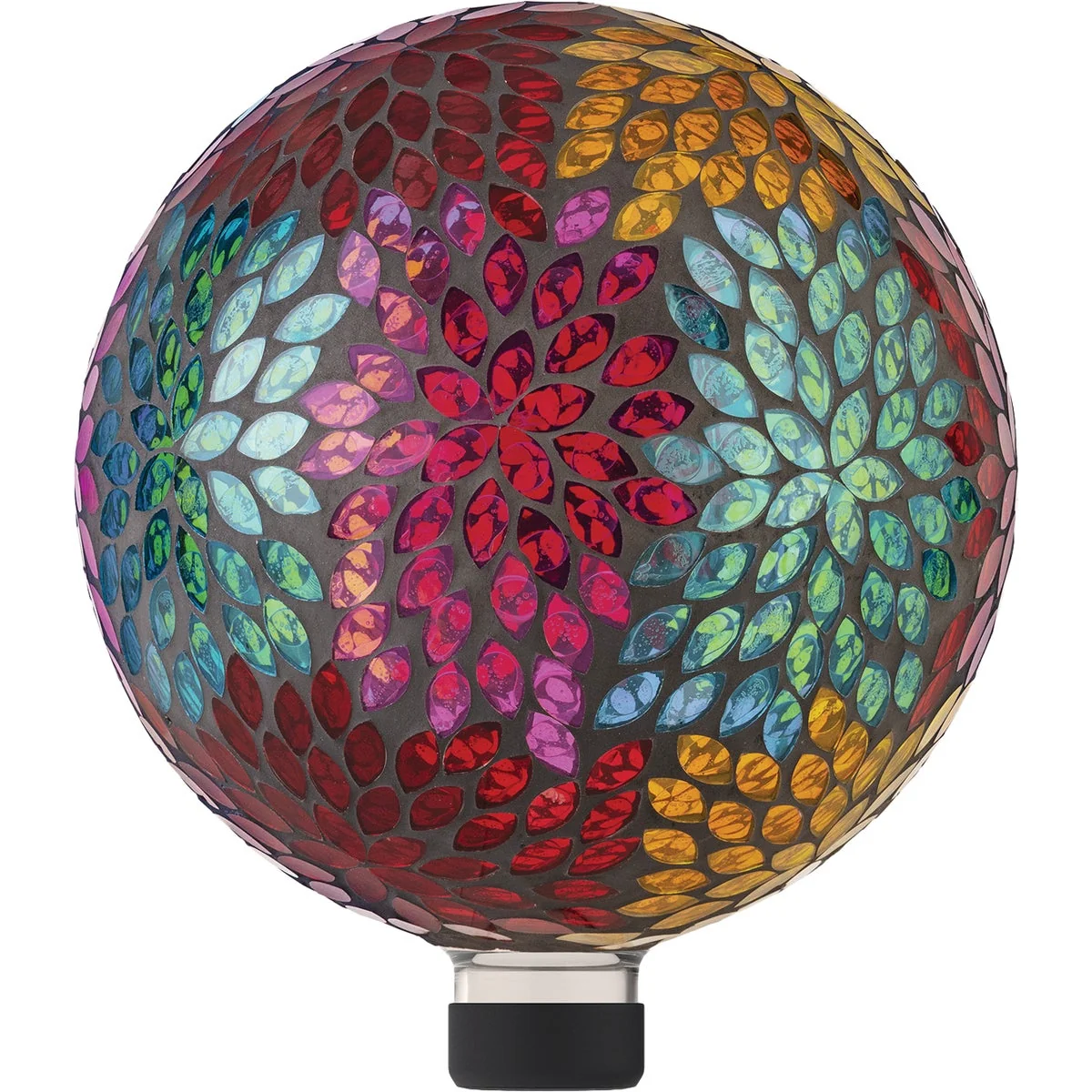 Fine Alpine 10 In. Dia. Colorful Mosaic Leaves Glass Gazing Globe Specialty