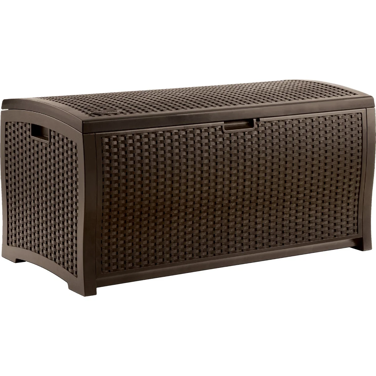 Secure Suncast 99 Gal. Resin Wicker Java Deck Box Superior