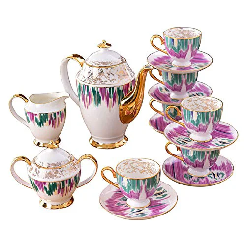 Minimalist Utility Tea Set for Adults Porcelain Tea Sets Tea Cup and Saucer Gift Set British Royal Bone China Cups Wedding Gift 15 Pieces Teapots Practical