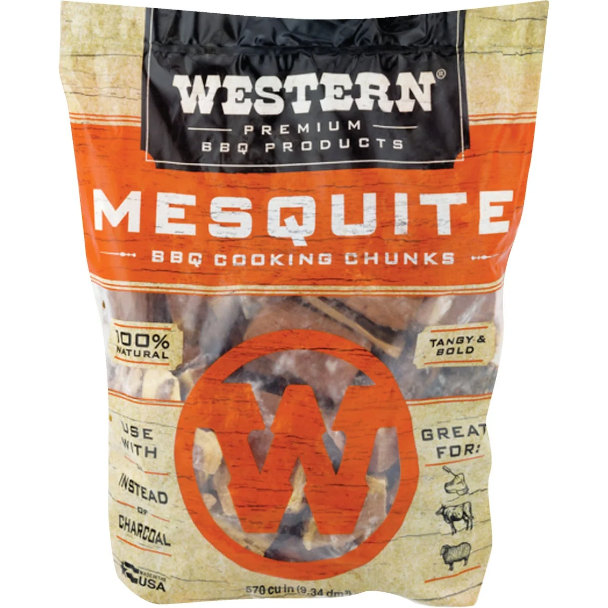 Durable Western 570 Cu. In. Mesquite Wood Smoking Chunks Easy-to-Use