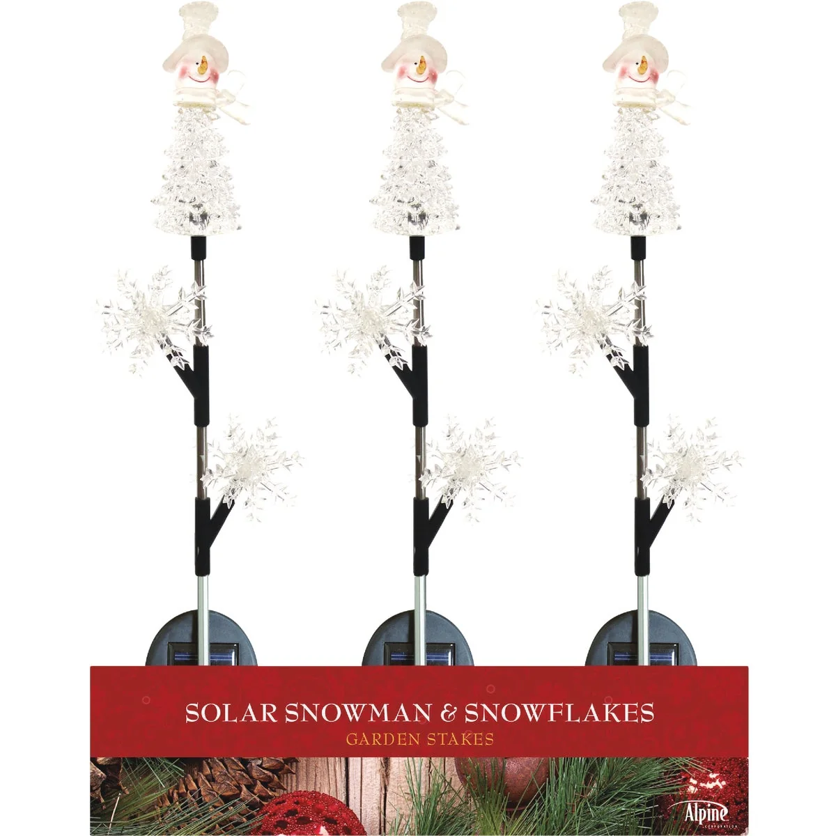 Responsible Alpine 34 In. LED Solar Snowman Snowflake Holiday Garden Stake Original