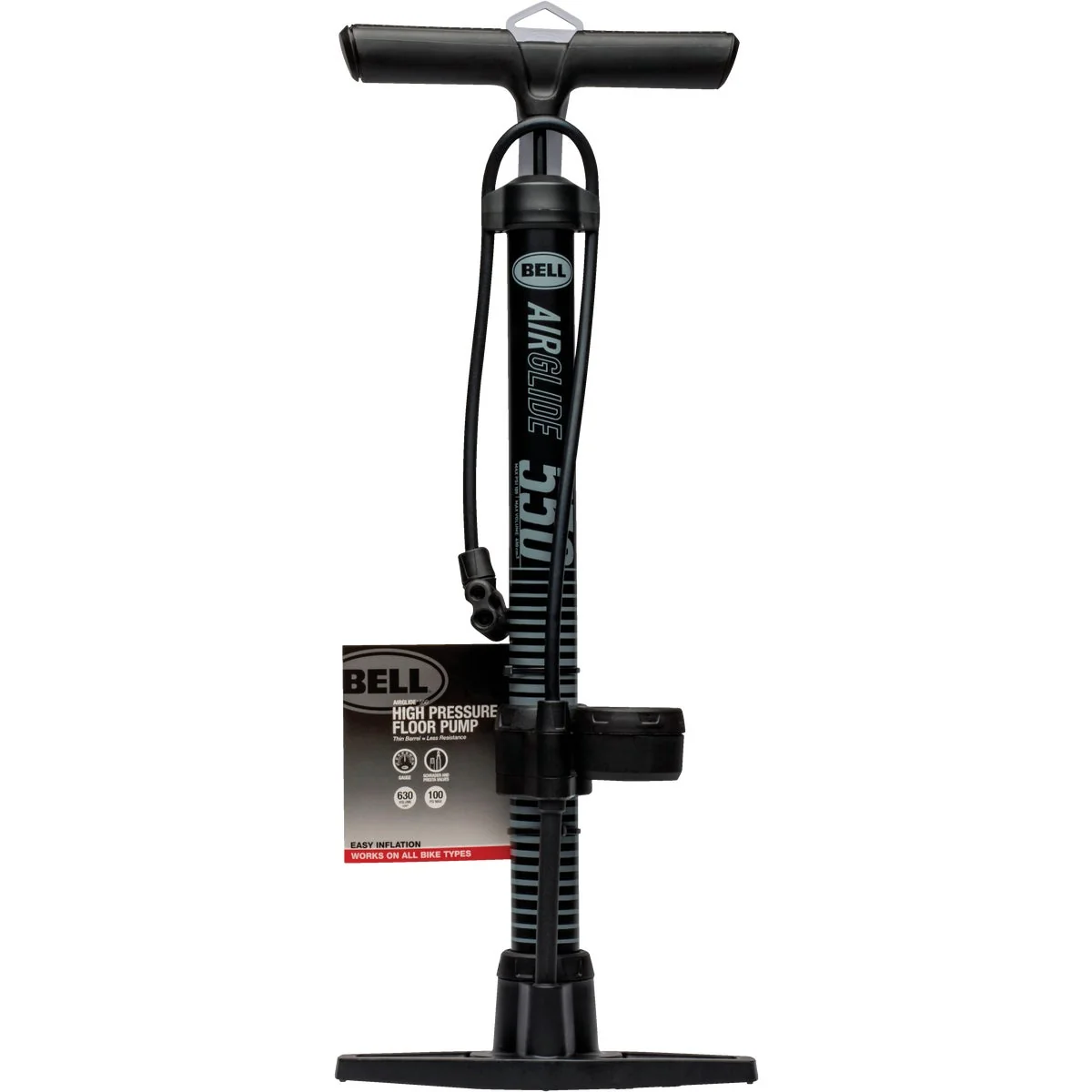 Convenient Bell Sports Schrader Presta Valve 120 PSI Bicycle Floor Pump With Gauge Traditional