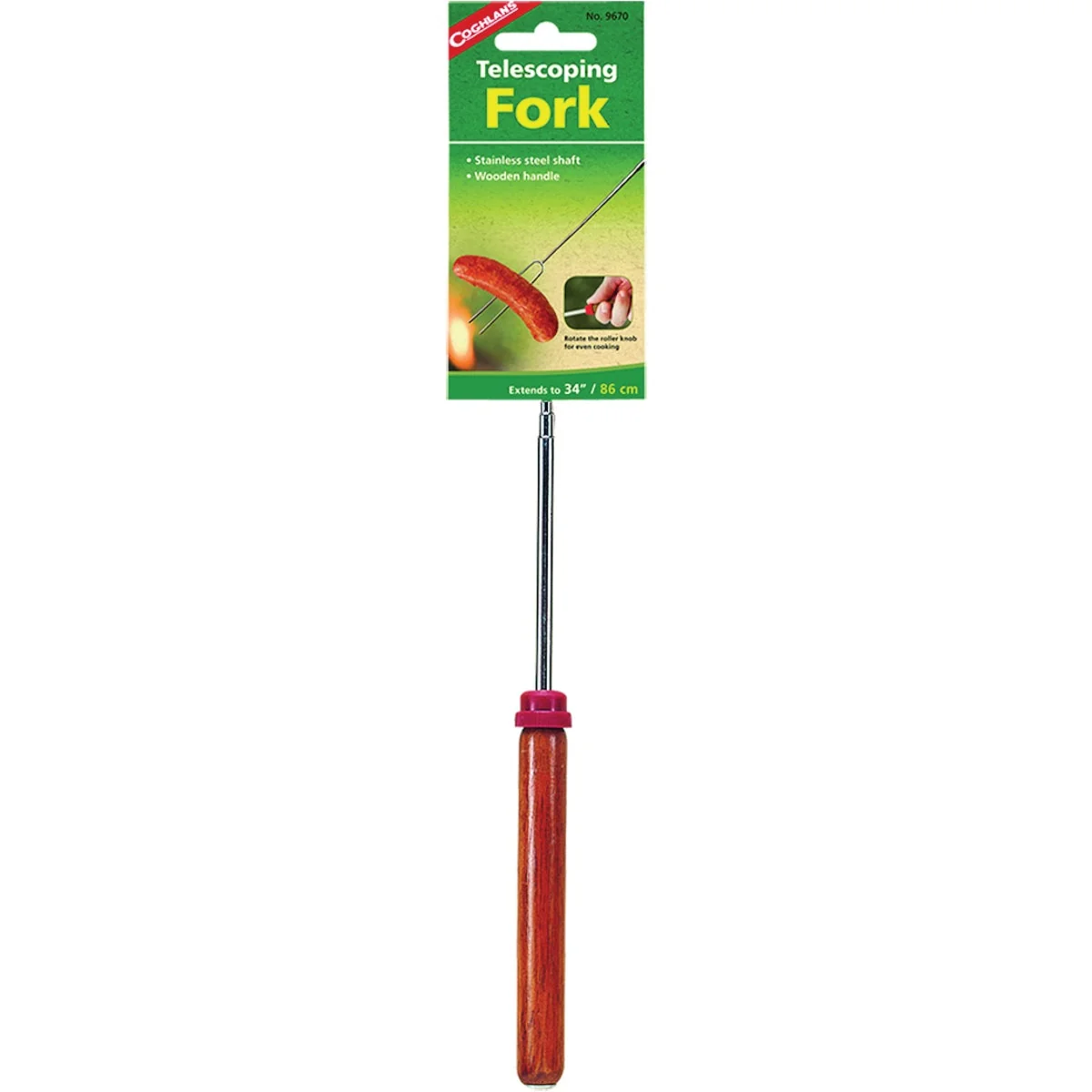Natural Coghlans 6.5 In. to 34 In. Telescoping Chrome-Plated Metal Hot Dog Fork Easy-to-Use