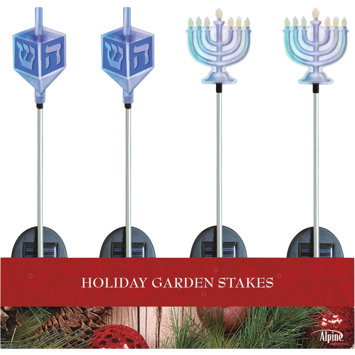 Relaxed Alpine Solar Iridescent Menorah Dreidel Hanukkah Garden Stake Trusted