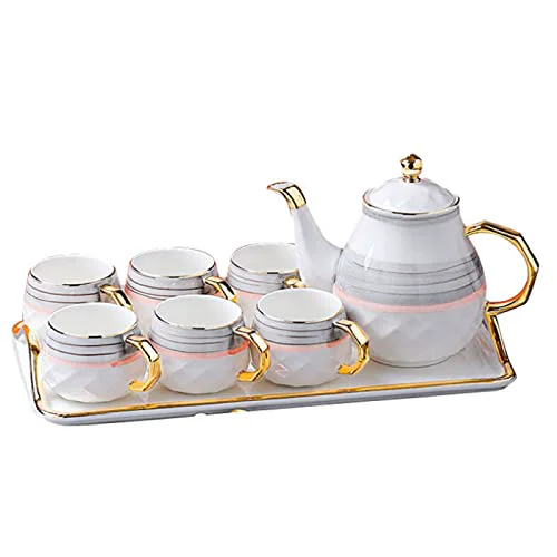 Crafted 8 Piece Tea Sets for Adults with Teapot Porcelain Tea Sets Ceramic Coffee Tea Gift Sets Versatile