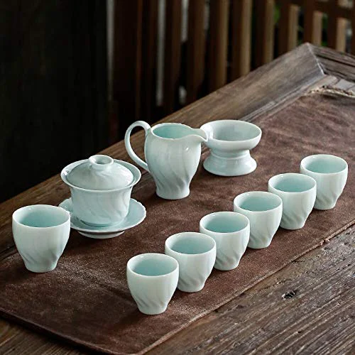 Expertly Made Tea Set Personality Tea Set Red Glaze Black Handle Oblique Teapot Oblique Teacup 10 Ceramic Tea Set Gift Box Enhanced