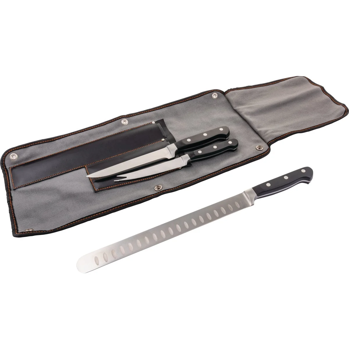Lightweight Oklahoma Joe’s Blacksmith Stainless Steel 3-Piece BBQ Knife Set Case Original Design