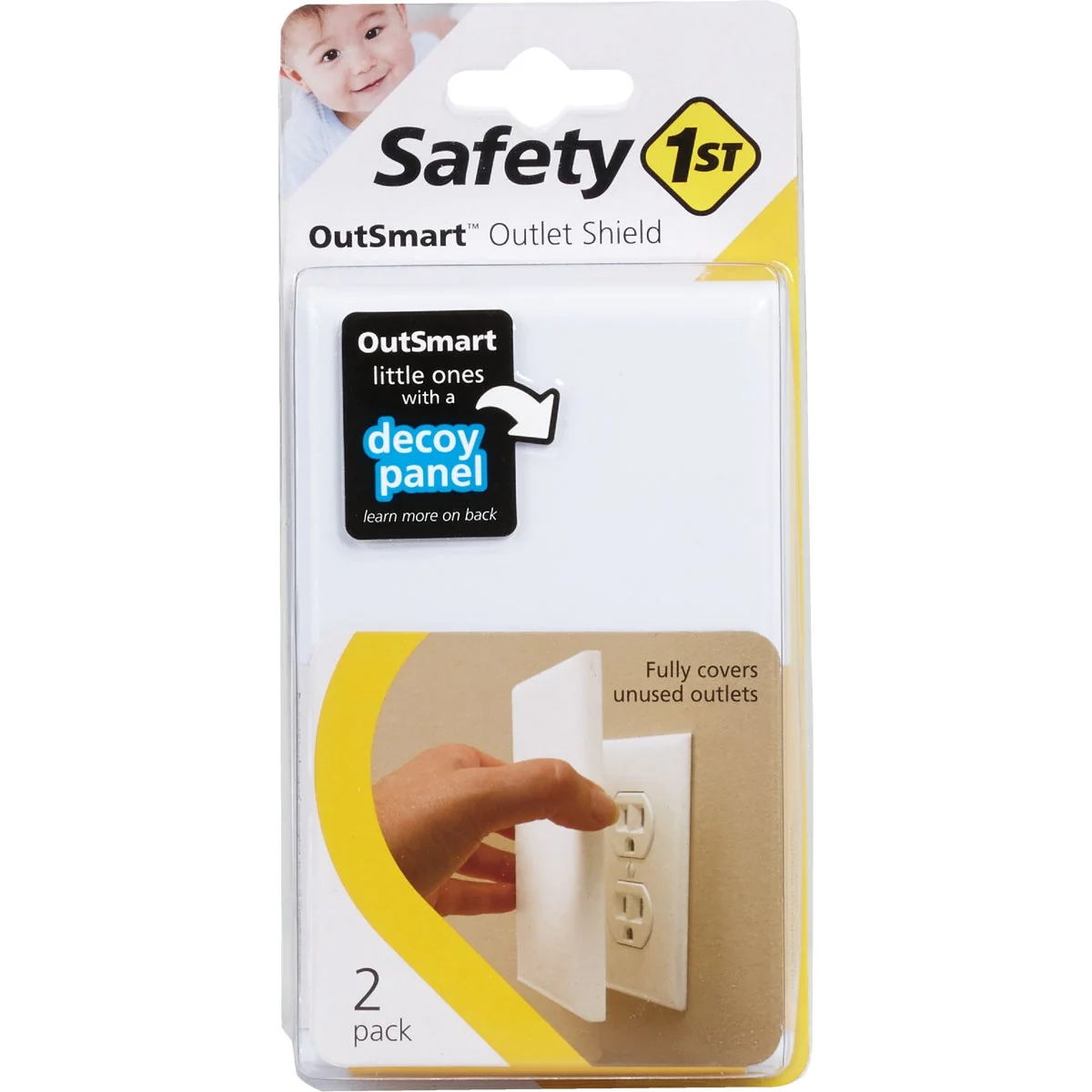 Sophisticated Safety 1st Outsmart Plug In White Outlet Shield 2-Pack Specialty