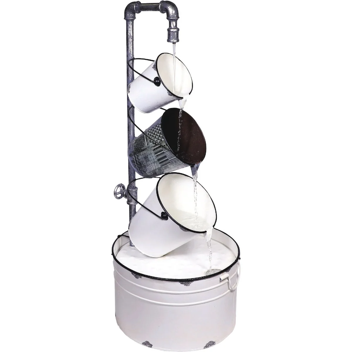 Verified Alpine 14 In. W. x 33 In. H. x 13 In. L. Rustic Cream White Iron Pails Fountain Comfortable