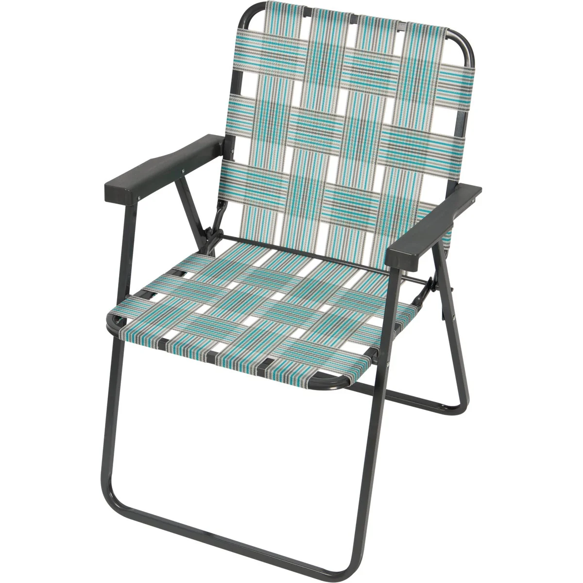 Modern Rio Brands Teal Gray Polyester Web Steel Frame Folding Chair Outstanding