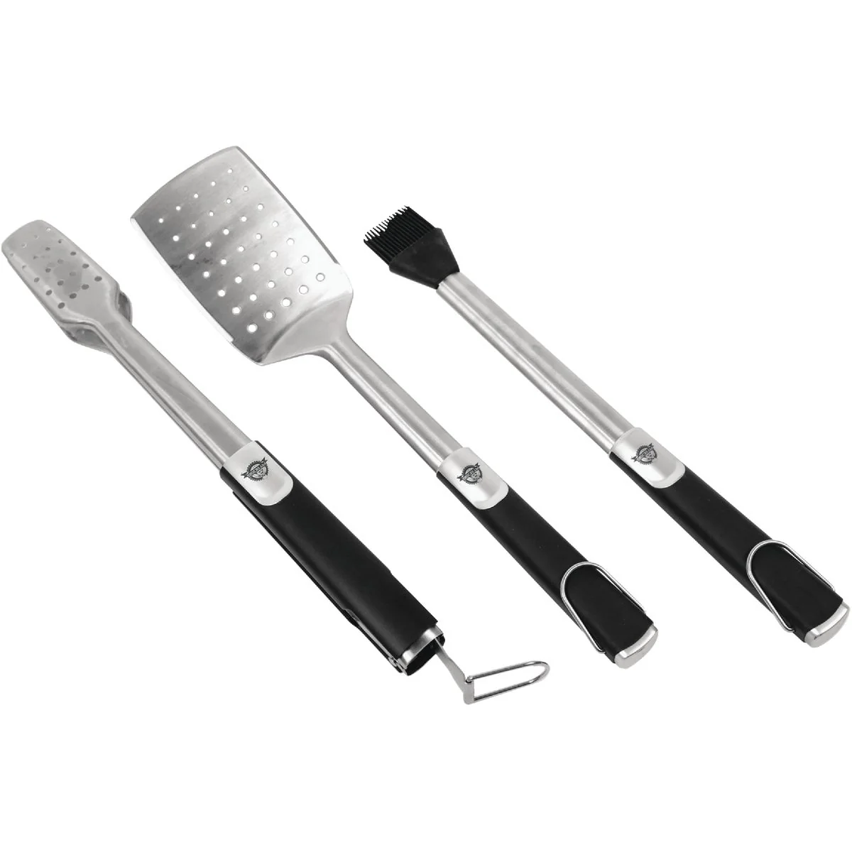 Original Pit Boss Rubber Handles Stainless Steel Blade 3-Piece BBQ Tool Set Powerful