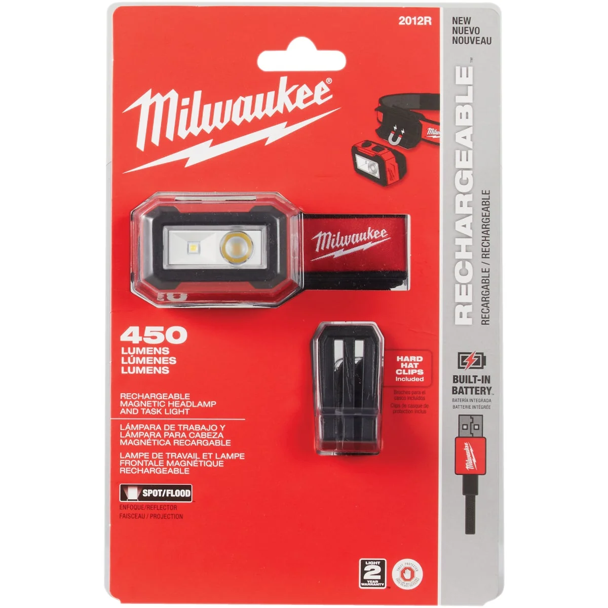 Carefully Designed Milwaukee 450 Lm. LED Rechargeable Magnetic Headlamp Task Light Prestigious