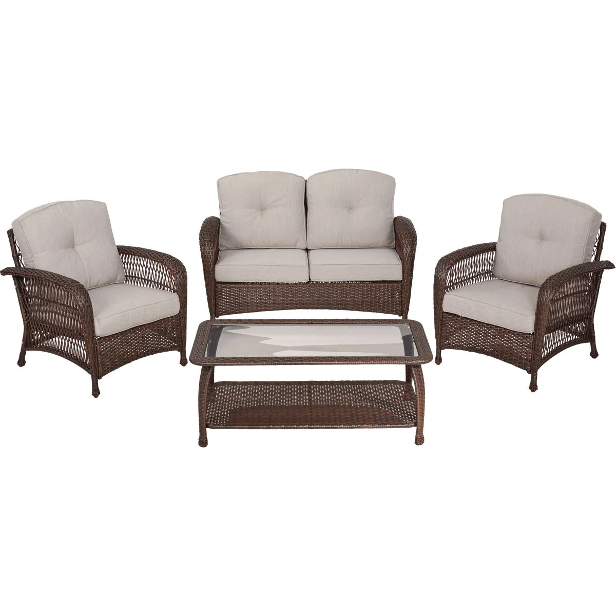 Trendy Outdoor Expressions Bellevue 4-Piece Chat Set Natural