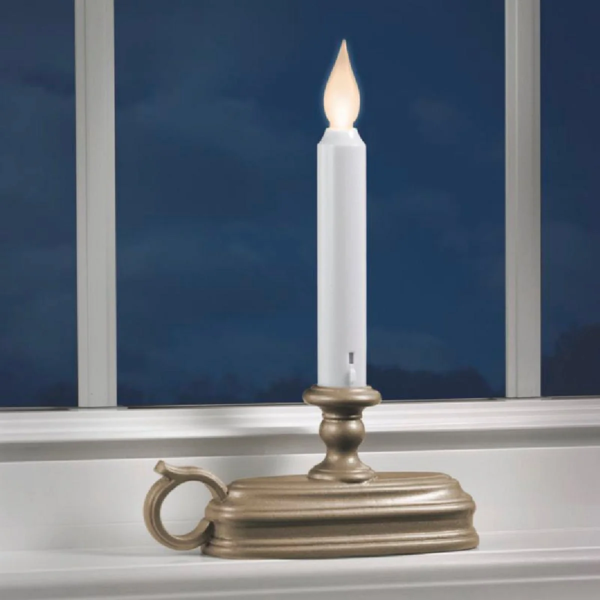 Advanced Xodus Deluxe 6 In. W. x 9 In. H. x 1.75 In. D. Pewter LED Battery Operated Candle High-Quality