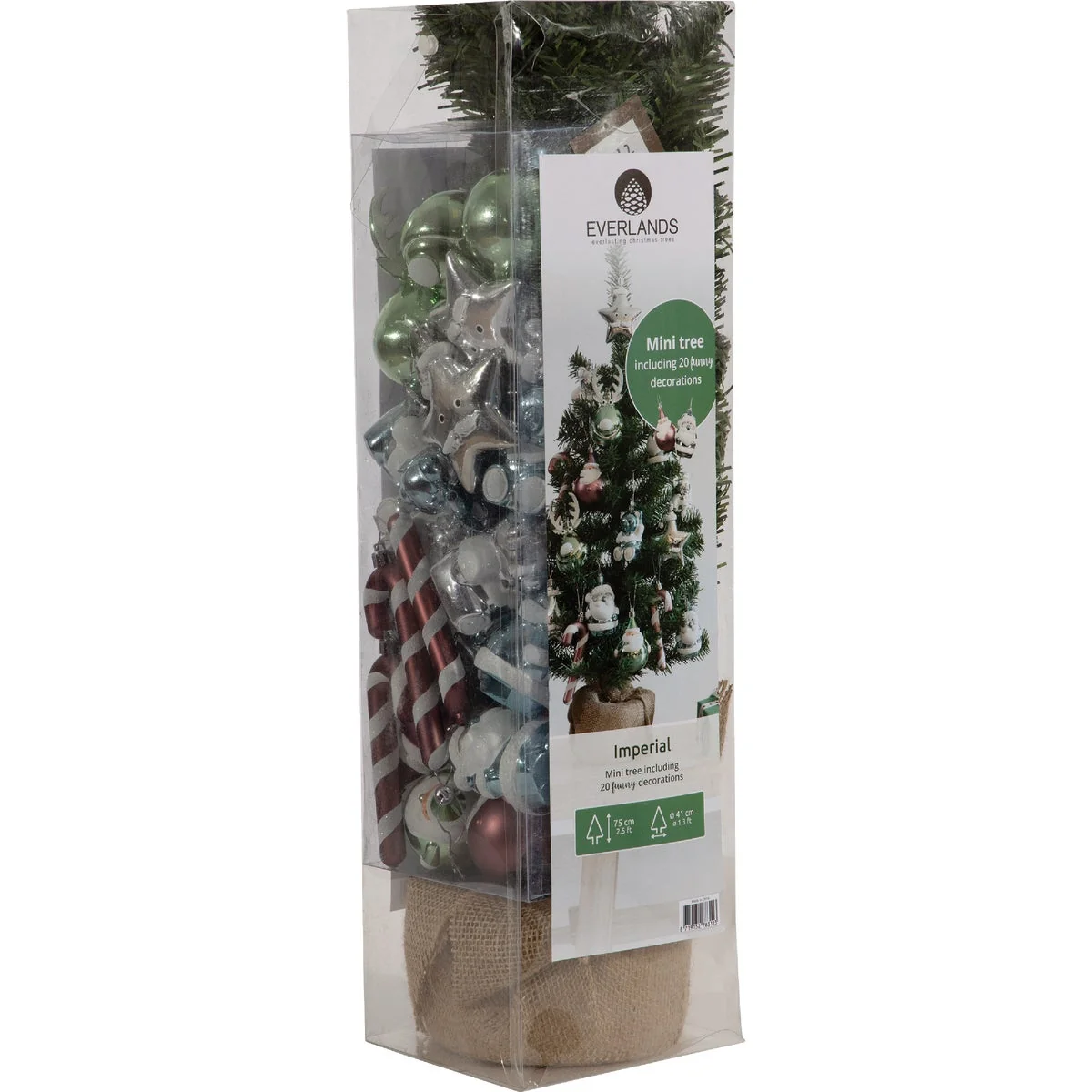 Reusable Everlands Imperial 23 In. Mini Christmas Tree with Multi Colored Ornaments Elegant