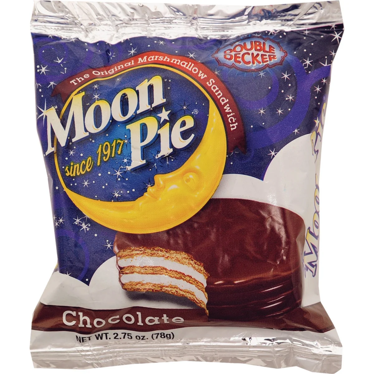 Pure Double Decker Chocolate 2.75 Oz. Moon Pie Marshmallow Sandwich Cake Solid