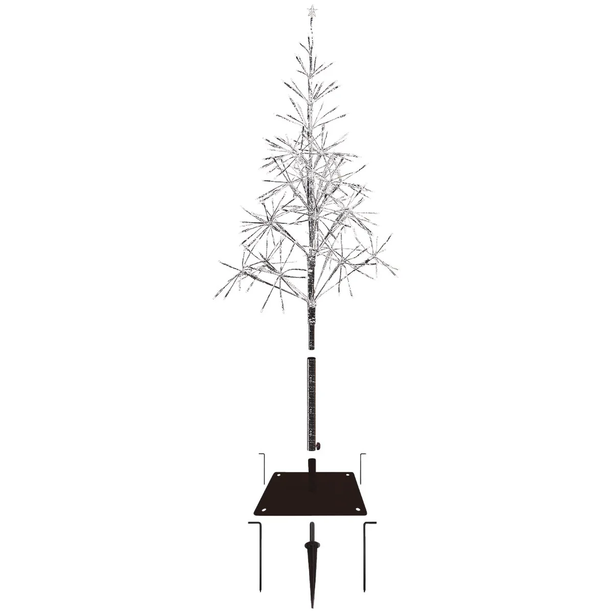 Sophisticated Alpine 53 In. Festive Silver 380-Bulb Warm White LED Prelit Artificial Christmas Tree Easy-to-Use