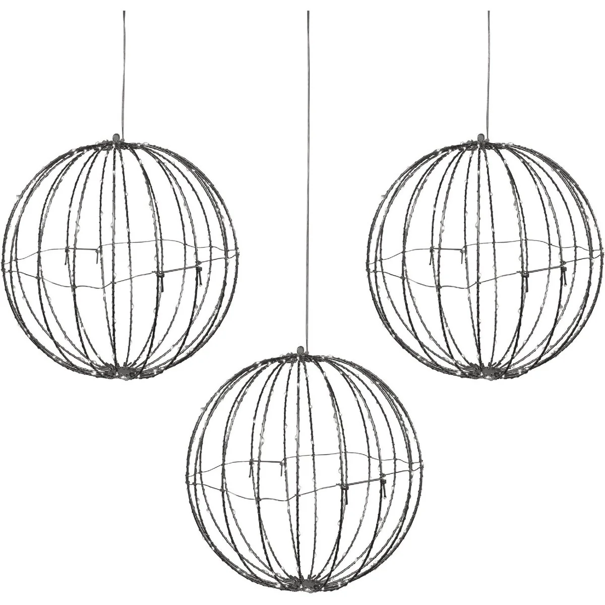 Safe Alpine 8 In. Foldable Metal Sphere Warm White LED Christmas Ornament 3-Pack Selected